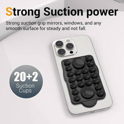 for Magnetic Silicone Suction Phone&Case Adhesive Mount - iPhone & Android,Hands-Free, Strong Grip Holder for Selfies & Tiktok Videos-2.35″x3.55″,Black