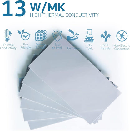 Aairhut Thermal Pad 13W/mK [0.5~3mm], 85 x 45 x 0.5mm Silicone Cooling Pad Non Conductive Heat Resistance Extreme Odyssey Cover with Dual Self-Adhesive Films for PC Laptop PS4/PS5/CPU/GPU/Computer