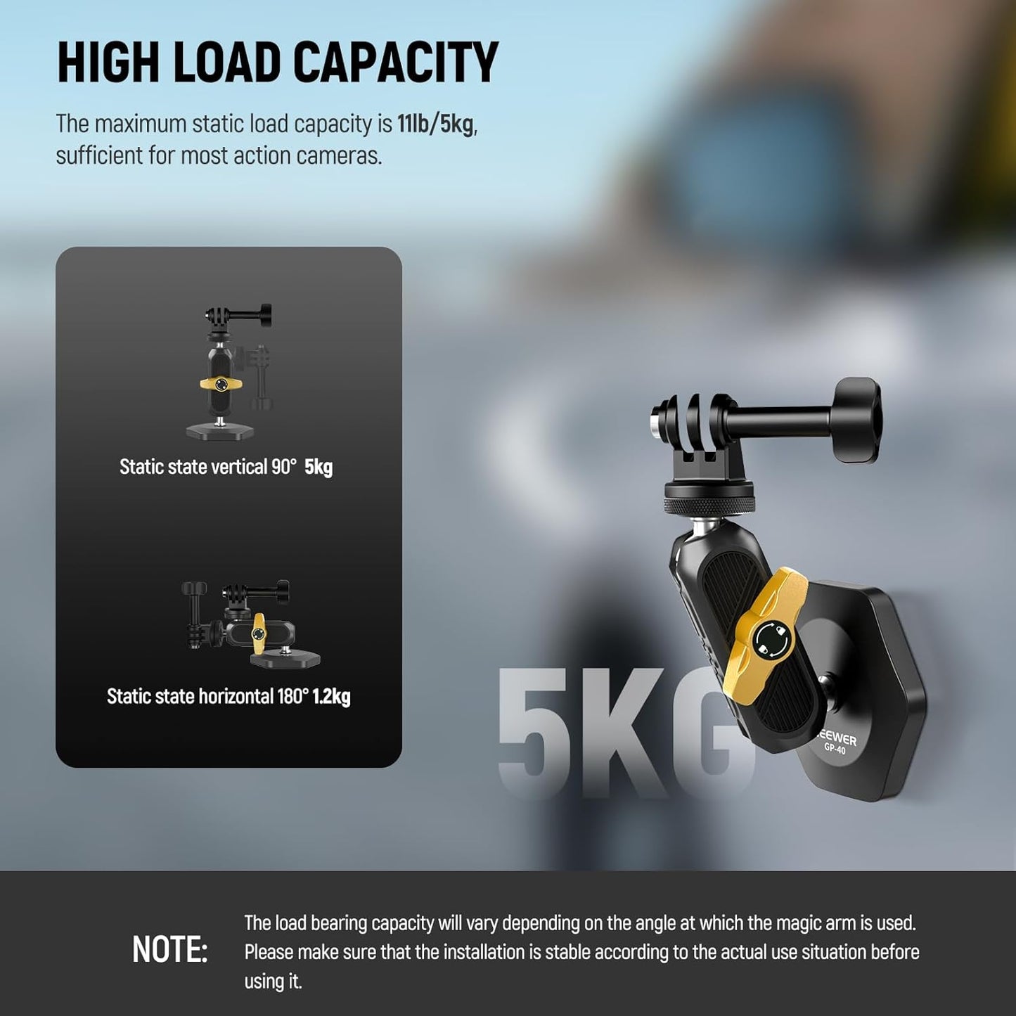 Neewer Magnetic Action Camera Car Mount Kit with Magic Arm Stand & Phone Holder Attachment Compatible with GoPro Hero 13 12 11 10 Go Pro Max DJI Action Insta360 iPhone 16 Pro Max S24 Ultra, GP-40