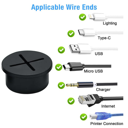 Desk Grommet, 3/4 in 20 mm Silicone Rubber Grommets, Black Desk Hole Cover for Cables, Flexible Wall Cord Pass Through Grommet for Office Table Computer Home Furniture Wire Organizer-8 Pcs