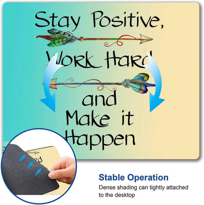 IMAYONDIA Mouse Pad - Inspirational Quotes, Waterproof, Non-Slip Rubber Base, Square Mouse Mat for Computer Laptop, Stay Positive