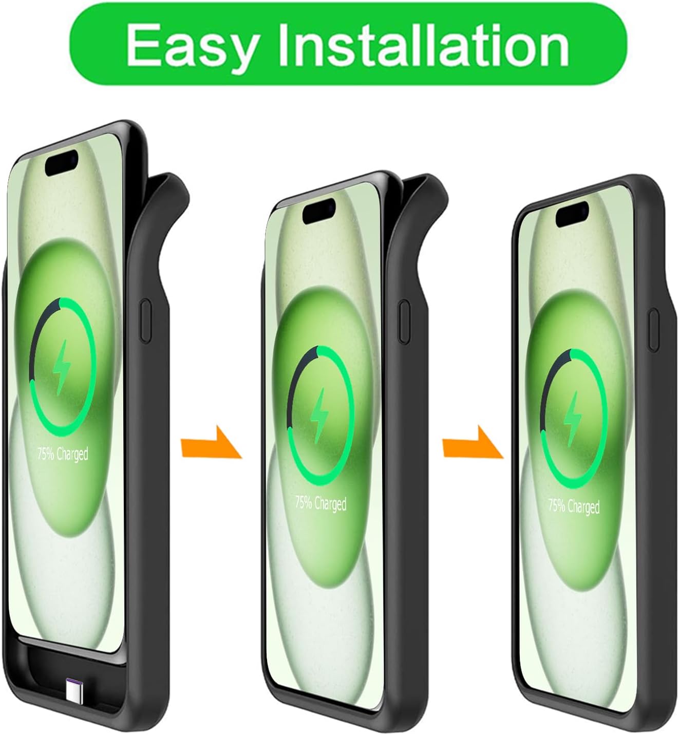 Battery Case for iPhone 15, Upgraded 10000mAh Rechargeable Portable Charging Case with Wireless Charging Compatible for iPhone 15 (6.1 inch) with Carplay Extended Battery Pack Charger Case (Black)