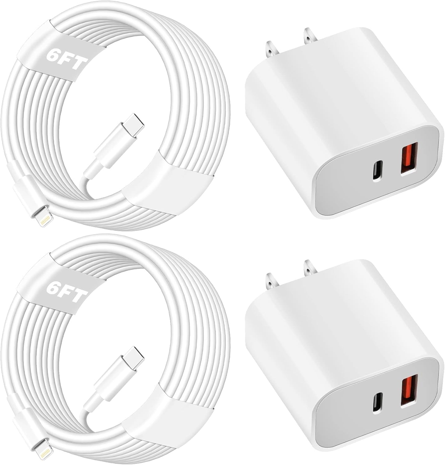 Fast Charger for iPhone,Dual Port A/C Apple iPhone Charger Fast Charging Block,2Pack Quick Double A/C iPhones Wall Chargers Adapter,6FT USB C to Lightning Cable for iPhone14 ProMax/13/12/11/XS/XR/iPad