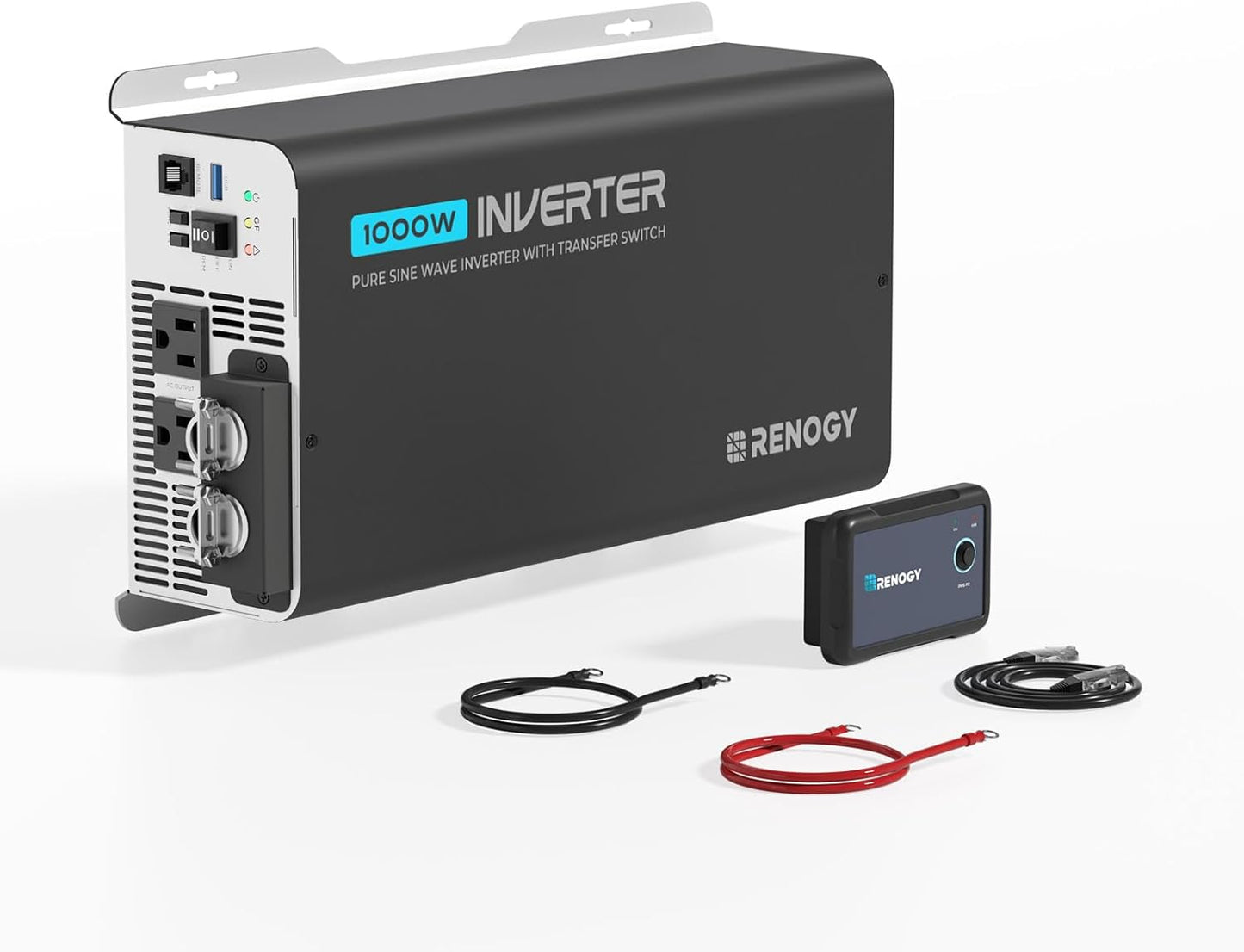 Renogy Inverter PUH 1000 watt Pure Sine Wave Inverter, Built-in Transfer Switch and Bluetooth, Car Power Inverter 12V to 120V AC Converter for RV, Truck, Camping, Home, Emergency, Off-Grid Living