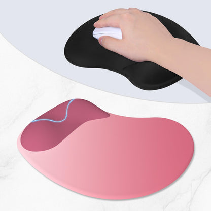 ITNRSIIET Ergonomic Mouse Pad, Cushioned Gel Wrist Rest, Non-Slip Base, Smooth Surface, Cute Multi-Color, 9.5 x 8.2 in, Pink Ombre