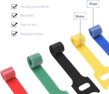 100 Pcs Multicolor Write On Cable Labels & Reusable Fastening Cable Ties Set for Cable Management in Home Office
