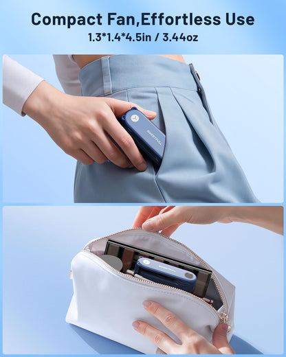 SWEETFULL Portable Handheld Mini Fan with LED Display, 3-in-1 Personal Foldable USB Rechargeable Hand Held Fan & Flashlight for Travel, Lash Eyelash, Cute Small Pocket for Women, Girls