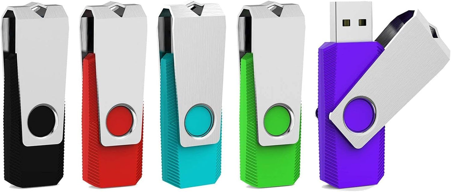 Aiibe 64GB Flash Drive 3.0 5 Pack 64GB USB 3.0 Thumb Drive USB Drives 64 GB Jump Drive Memory Stick Multi Pack 64 GB Flash Drives (64G, 5 Mixed Colors: Black Red Cyan Green Purple)