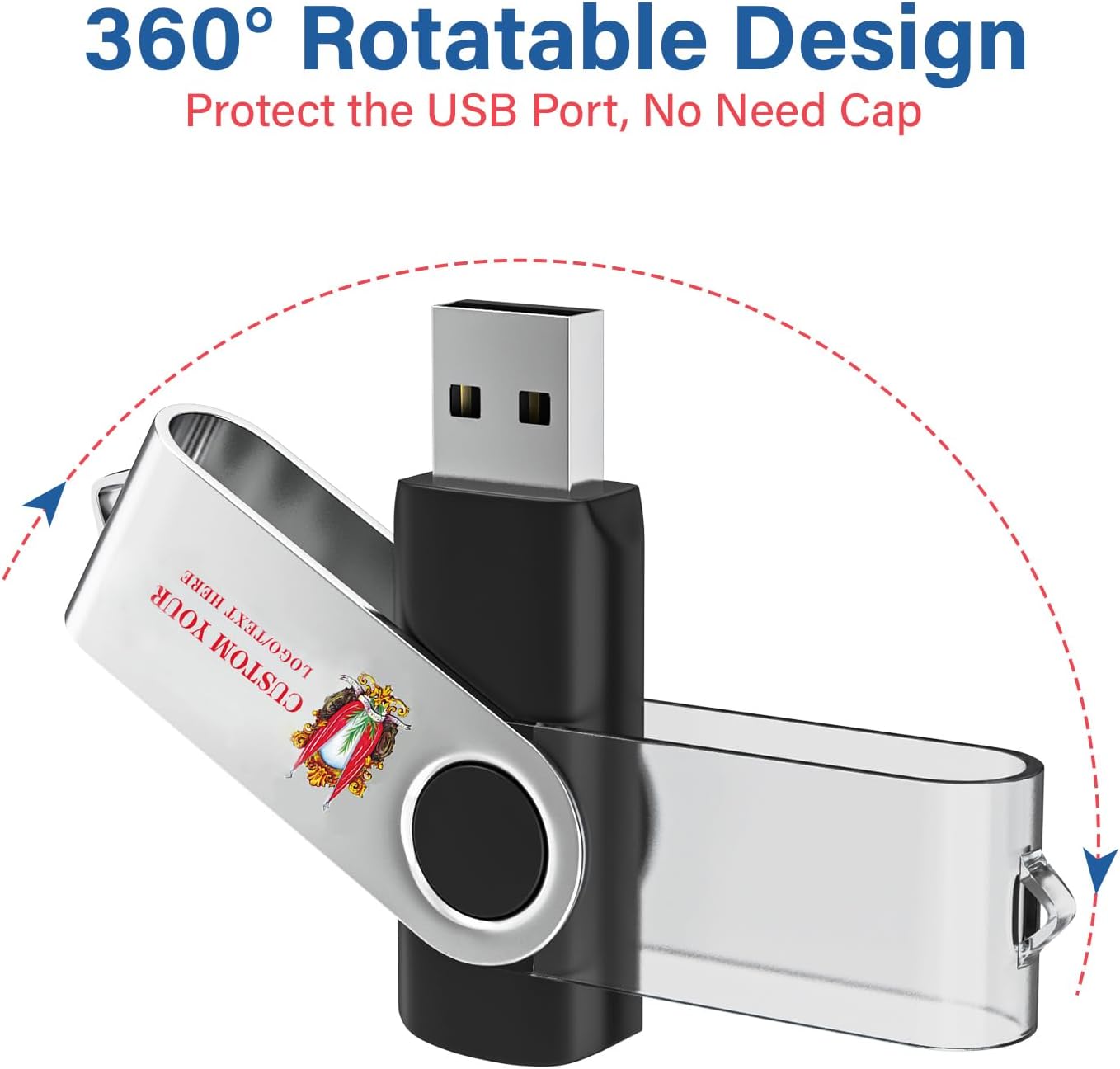 Personalized Flash Drives 64GB, Wooolken Customizable USB 2.0 Thumb Drives 10/20/50/100 Pack, Logo Memory Stick Custom Flash Drive Engraved Logo (Mixcolors)