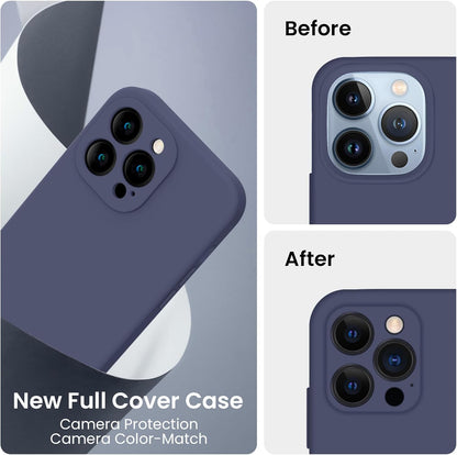 FireNova Designed for iPhone 13 Pro Max Case, Silicone [Camera Protection] Phone Case with [2 Screen Protectors], Soft Anti-Scratch Microfiber Lining Inside, 6.7 inch, Navy Blue
