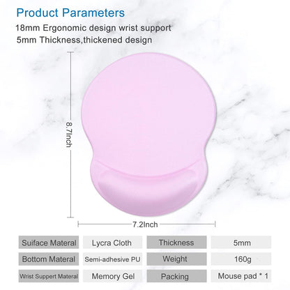 ITNRSIIET Ergonomic Mouse Pad with Gel Wrist Support Small Wrist Rest Smooth Surface Non-Slip PU Base Comfortable Office Supplies Pain Relief, 8.7 x 7.2 inches, Purple