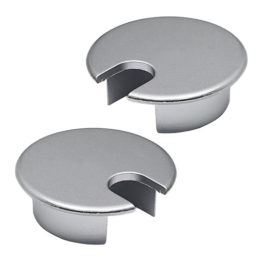 Desk Grommet 1-3/8" (35 mm), Desk Cord Hole Cover, Cable Grommet Metal Zinc Alloy Materilal, Desk Hole Grommet for Office and Home Table Cable, Detachable Cable Cord Organizer (Matte Silver 2 Pcs)