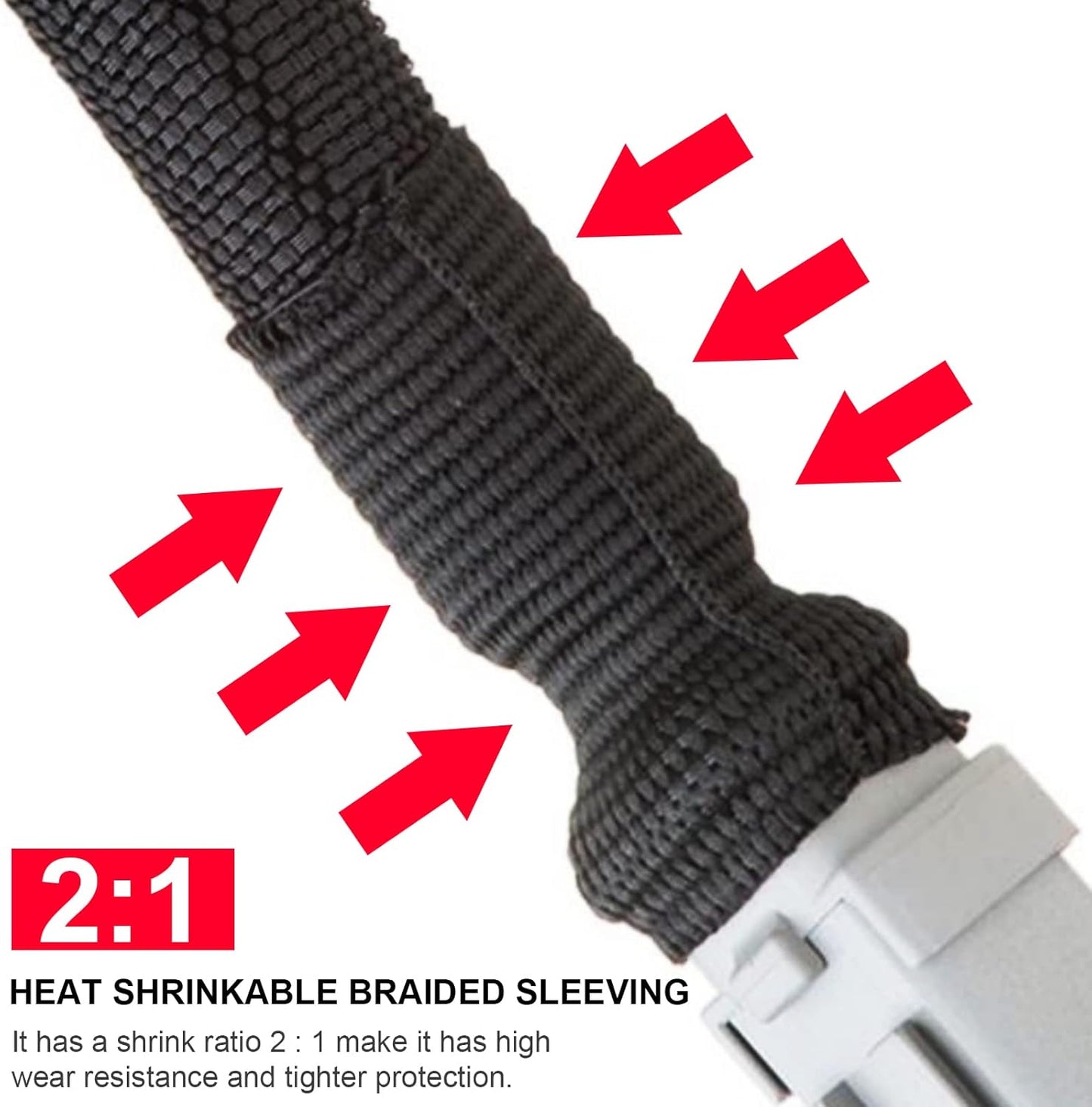 Heat Shrinkable Braided Sleeving 2:1 Ratio- Abrasion Protection Flexibility Wiring Harness Cable Sheath (3/4" ID, 30ft)
