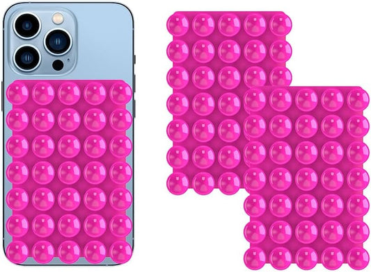 2024 Upgrade 2PCS Silicone Suction Cup Phone Case Adhesive Mount,Adhesive Grip, Sticky Suction Cup Phone Holder & Suction Phone case Holder TikTok & Selfies (Hot Pink, 5x7 Single Sided)