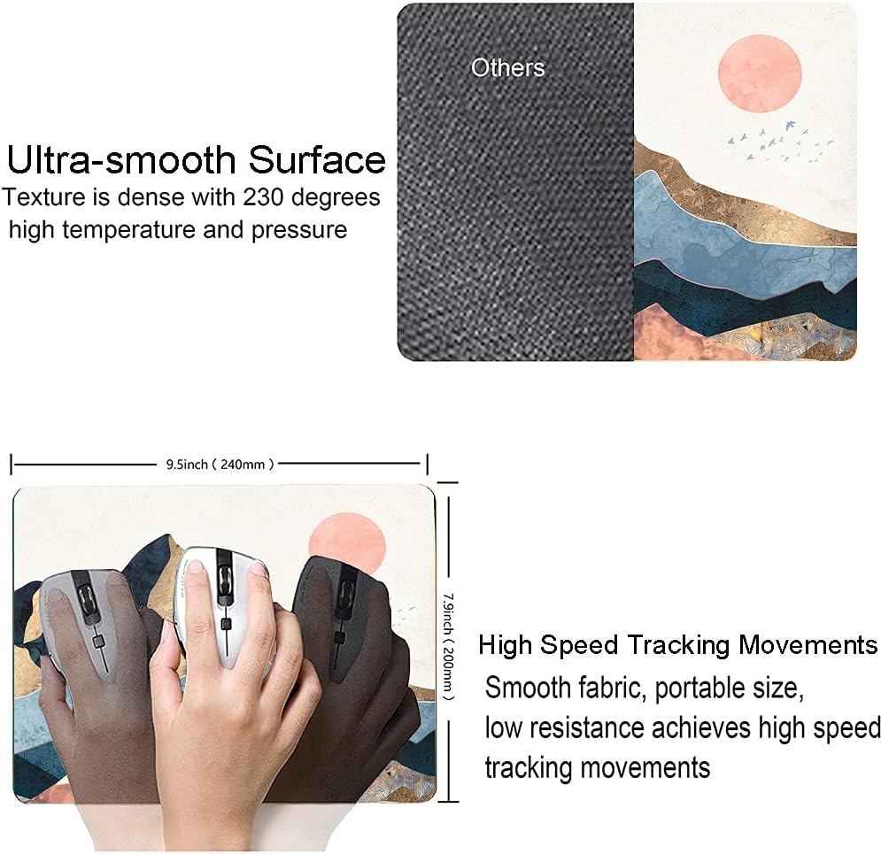 Mountain Mouse Pad, Natural Art Mouse Pad, Mouse Mat Square Waterproof Mouse Pad Non-Slip Rubber Base MousePads for Office Laptop Computer, 9.5"x7.9"x0.12" Inch, Mountain Sunrise