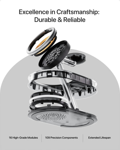 Intoval Fast Charging Station for Magsafe Apple Devices, Wireless Charger for MagSafe iPhones, 3 in 1 Magnetic Charger Stand for iPhone 16/15/14/13, Apple Watch & AirPods. (Black)