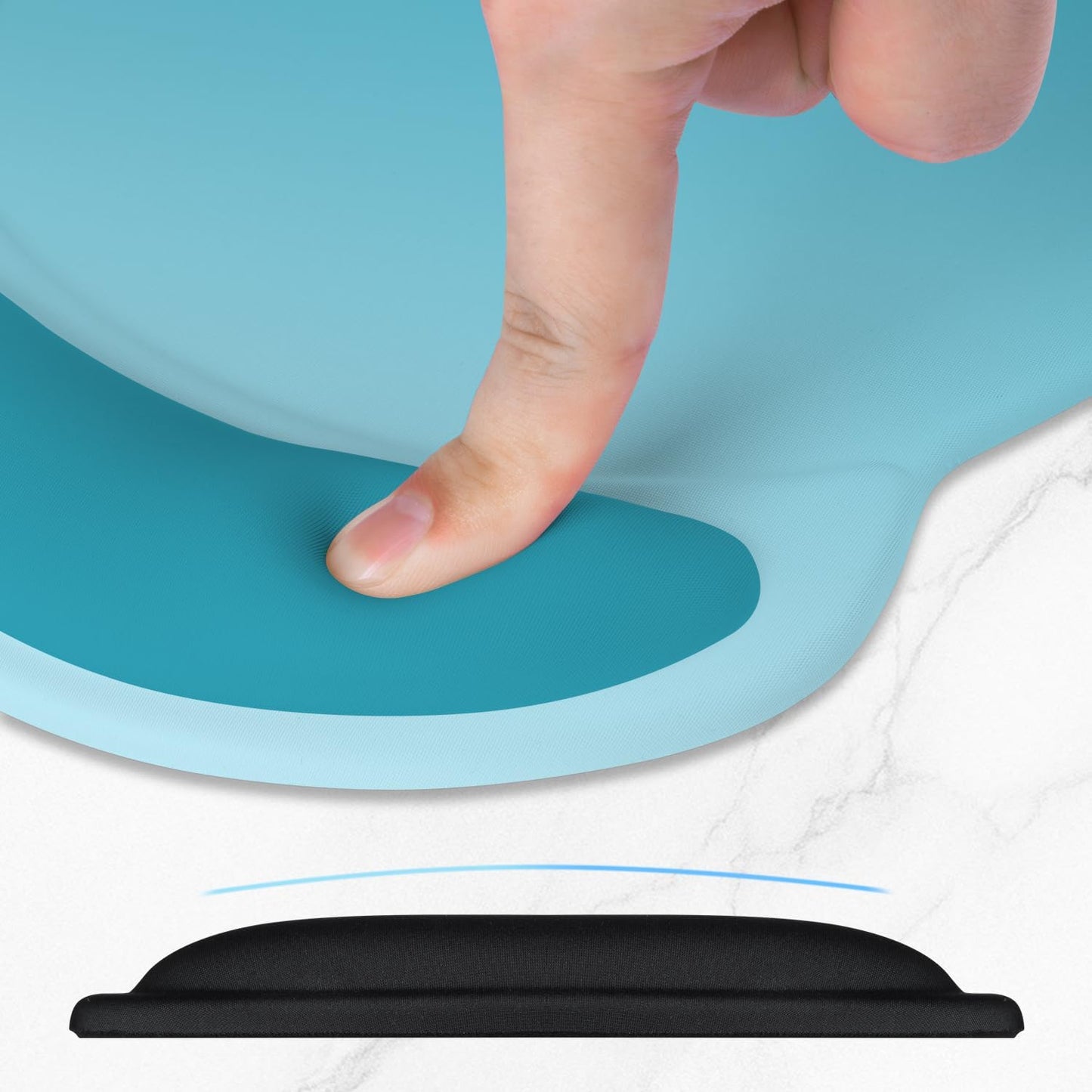 ITNRSIIET Ergonomic Mouse Pad with Comfort Gel Wrist Rest, Non-Slip PU Base, Smooth Textured Surface, Reduces Hand Fatigue & Wrist Pain, 8.7 x 7.2 Inch for Office Gaming Home, Ombre Blue Gradient