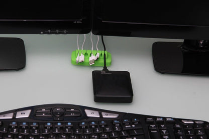 Heaviest Cable Organizer on The Market! Compact and Weighted Desktop Cord Holder and Cable Organizer, Eco-Friendly Silicone, No Bad Smell, Bundled with 4 Reusable Cable Ties! (Green)
