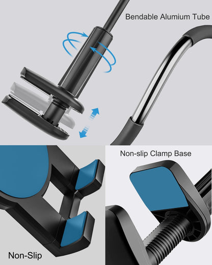 woleyi Gooseneck Tablet Holder for Bed, Flexible Long Arm Tablet Mount for Desk, Clip Bracket Clamp Stand fit for iPad Pro 10.5 Air Mini, Switch, Galaxy Tabs, Tablets, Cell Phones and 4.7-11" Devices