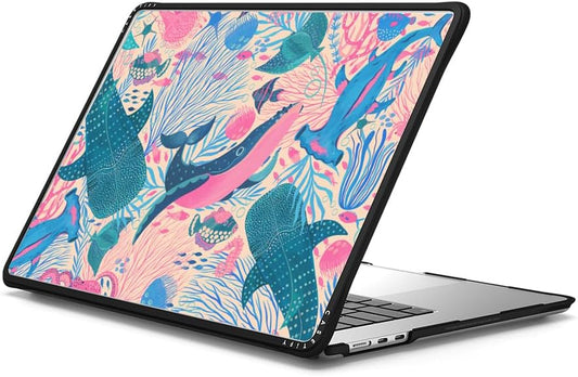 CASETiFY Impact MacBook Air 15" (M2-M4) Case [Cushioned Impact Corners/Scratch-Resistant/Anti-Slip Grip] - Under The Sea - Clear Black