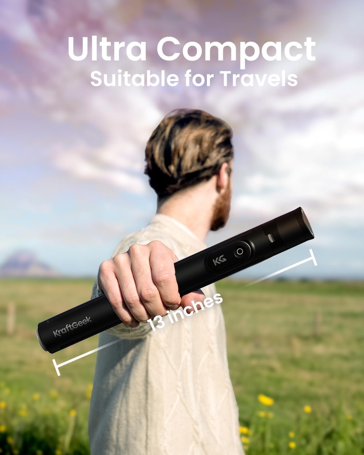 KraftGeek Automatic Tripod for iPhone, 66" Phone Tripod Selfie Stick for Cell Phone, Tripod Stand with Remote for Video Recording, Black