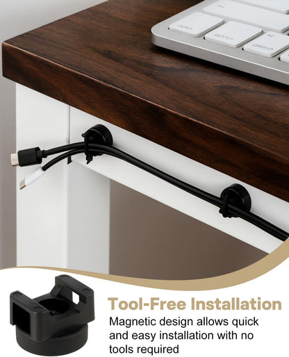 Magnetic Cable Clips Zip Tie Mount Base, Include 20 Pcs 20mm Magnetic Wire Cable Holders with 100 Pcs Heavy Duty Zip, Multipurpose Cable Ties Management Base for Wire, Black