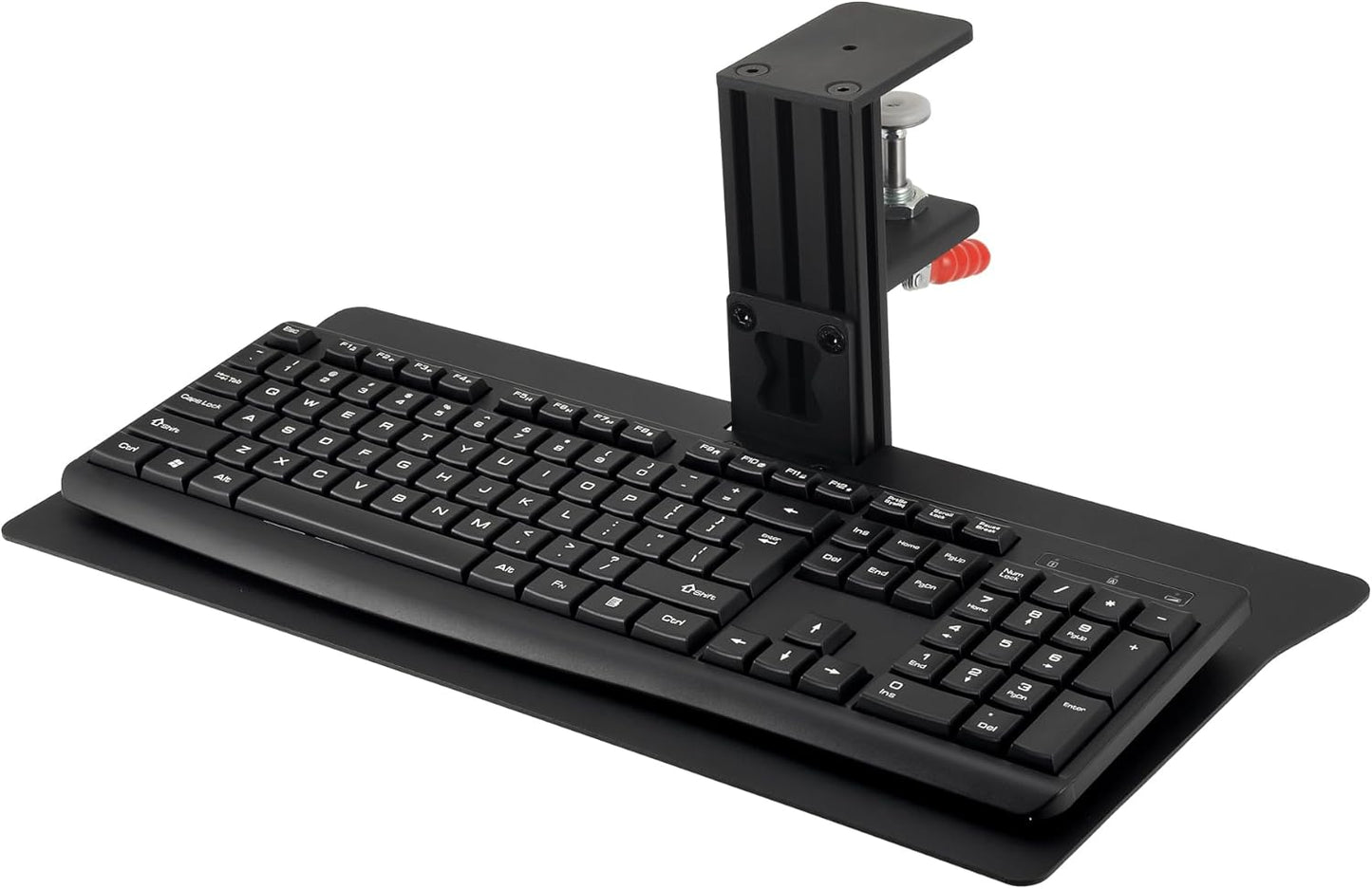 Quick Release Keyboard Desk Mount, Clamp-on Adjustable Tray,18.5x8.7 Inch, Extra Sturdy Single Clamp Design, Height Adjustable Ergonomic Typing for Office, Home, Gaming - Save Desk Space, Special Use