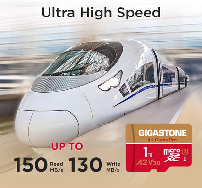 [5-Yrs Free Data Recovery] GIGASTONE 1TB Micro SD Card, 4K Game Pro, MicroSDXC Memory Card for Nintendo-Switch 1, GoPro, Action Camera, DJI, UHD Video, R/W up to 150/130 MB/s, UHS-I U3 A2 V30 C10