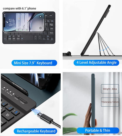 for Samsung Galaxy Z Fold 7 6 5 Keyboard and Mouse, Portable Mini 7.9 inch Bluetooth Keyboard with Leather Case and Capacitive Pen, 4 in 1 Set for Z Fold7 6 Accessories,Green