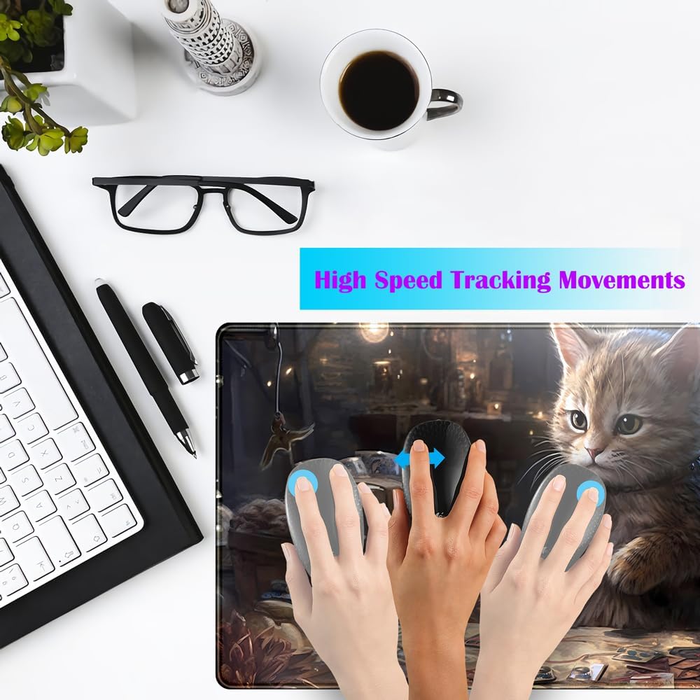 Lotus Cat XL Extended Large Gaming Mouse Pad - Black Magic Mystical Zone Gaming Desk Mat - Computer Laptop Keyboard and Mouse Mat Desktop Protector - 31.5 x 15.8 in