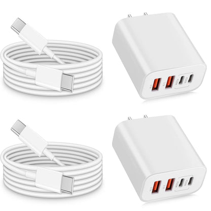 USB Type C Charger for iPhone 16 Pro,40W Multiport Type C Charger Fast Charging,2Pack 4 Port USB C Wall Charger 10FT USBC Chargers Cord for iPhone 16/16 Pro/16 ProMax/16e/15/15 ProMax/15 Plus,iPad Pro