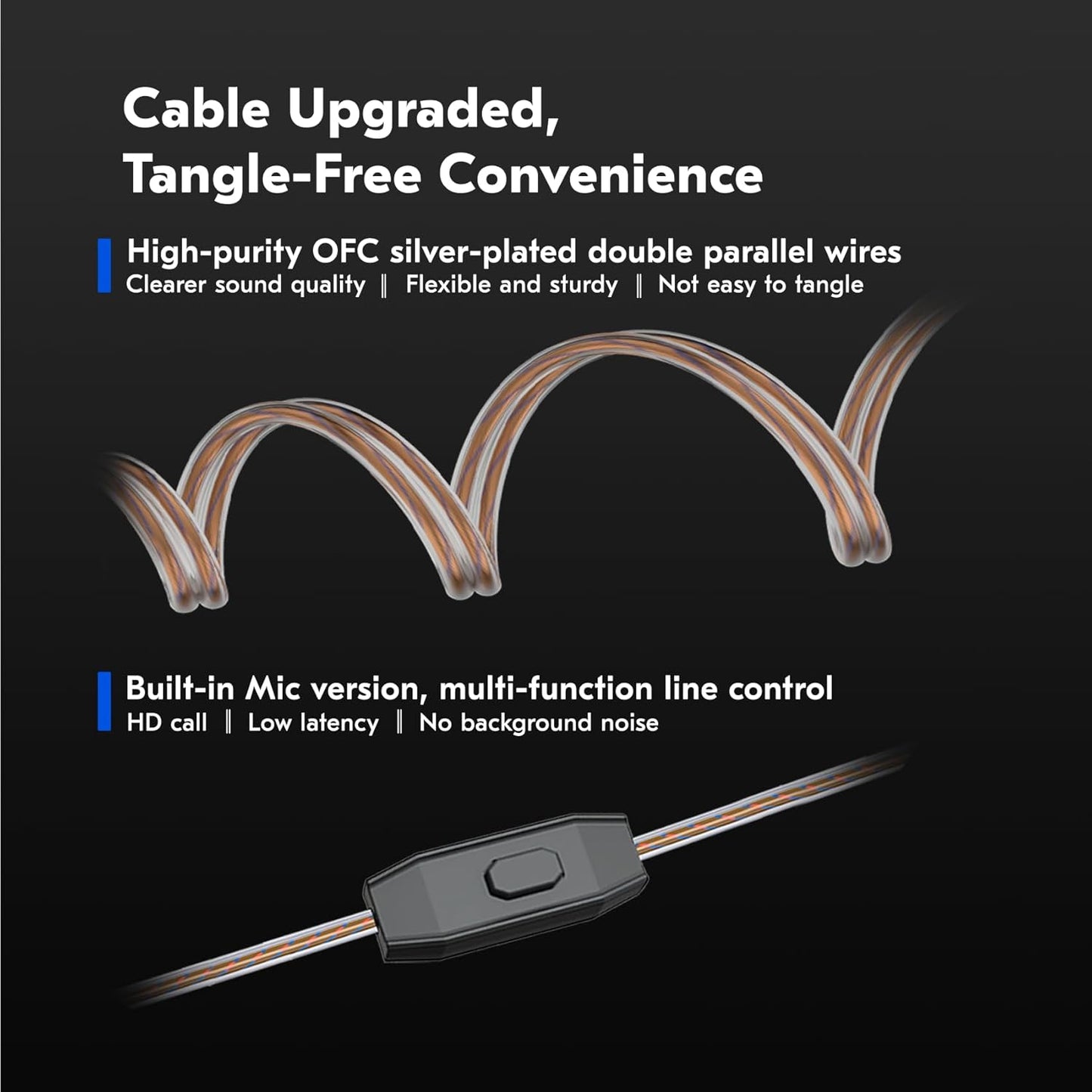 CCZ NC01 Gospel Gaming Earbuds, Stereo Sound in Ear Monitor Headphones Wired, Customized Dual Magnetic DD IEMS Earphone with Detachable Tangle-Free Cable PC Cavity for Computer (with mic, Dark Black)