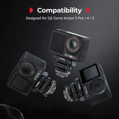 SMALLRIG Cold Shoe Adapter Mount for DJI Osmo 360 / Action 5 Pro / 4 / 3, with Quick Release Mount, 180° Tilt Adjustable - 5436