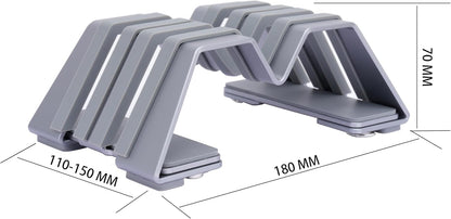 Adjustable Dual Vertical Laptop Stand - Supports 2 Devices Holder, Fit for All Laptops(10-30mm Thickness) - Fashion Design, Adjustable Width, Anti-Slip & Scratch-Resistant, Patented Design