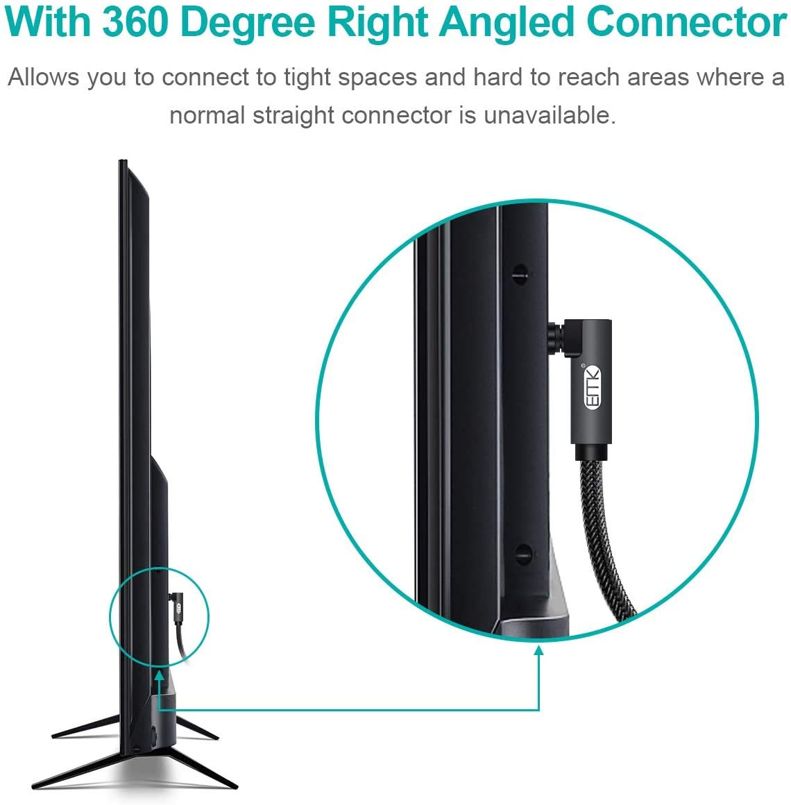 EMK 90 Degree Toslink Optical Cable 360 Degree Free-Rotating Plug Fiber Optic Cable S/PDIF Toslink Male to Male for Home Theater, Sound Bar, TV, PS4, Xbox,Grey (30ft/10m)