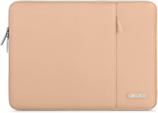 MOSISO Laptop Case 13.3 inch, 13-13.3 inch Laptop Sleeve Compatible with MacBook Air/Pro 13 / Pro 14, HP Dell ASUS Lenovo Notebook, Polyester Vertical Computer Sleeve Bag with Pocket, Peach Fuzz