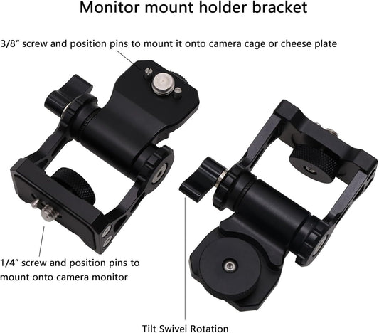 Monitor Mount Holder Bracket, 360 Tilt Swivel Rotation for Atomos SmallHD Camera Video Monitor, Teradek Wireless Transmission Motor Microphone, 3/8" 1/4" Black
