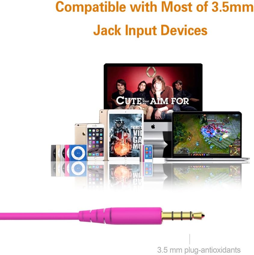 MAXROCK (TM Super Mini Total Soft Silicon Earbuds Headphones with Mic Music Sleep Choice for Cellphones Ipad Tablet Mp3 Laptop and Most 3.5mm Audio Player (Pink)