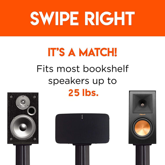 ECHOGEAR Universal Floor Speaker Stands - Vibration-Absorbing MDF Design Works with Klipsch, Polk, JBL & Other Bookshelf Speakers Or Studio Monitors - Includes Sound Iso Pads & Carpet Spikes