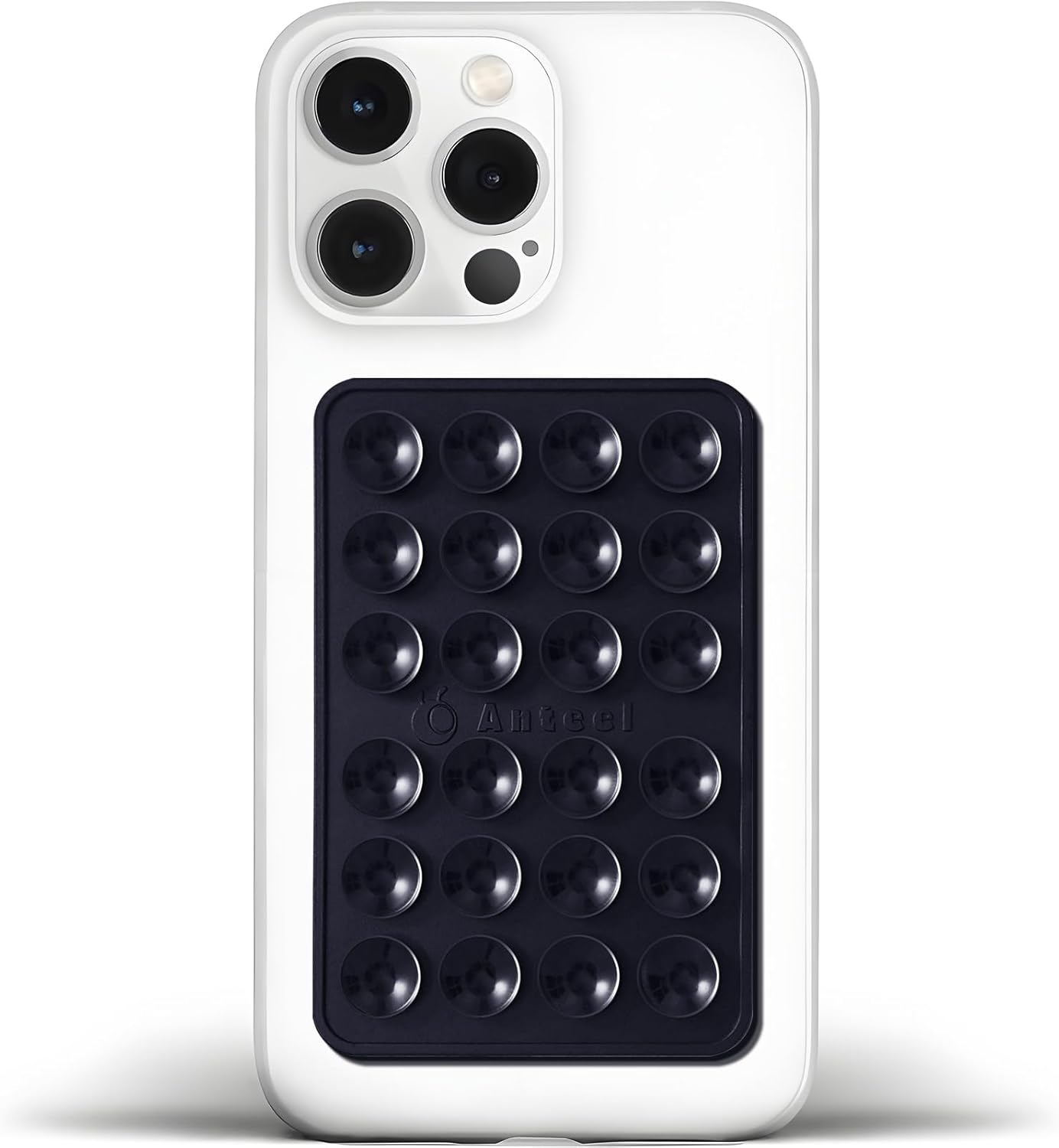 Anteel Medium-Sized Silicone Suction Phone Case Adhesive Mount, Enhanced Suction Power and Upgraded Thickened Sticky Phone Grip, Durable, Hands-Free Sticky Phone Holder, 2.28"x3.46" (Black)