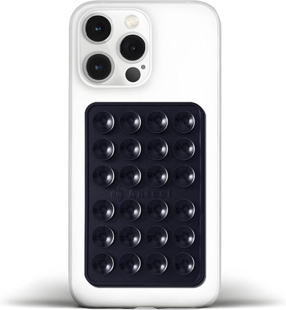 Anteel Medium-Sized Silicone Suction Phone Case Adhesive Mount, Enhanced Suction Power and Upgraded Thickened Sticky Phone Grip, Durable, Hands-Free Sticky Phone Holder, 2.28"x3.46" (Black)