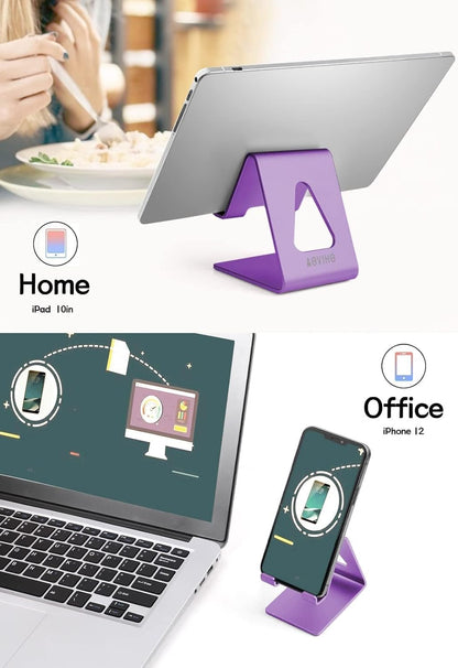 Cell Phone Stand, Phone Holder for Desk, Aluminum Desktop Phone Dock for iPhone 15 14 13 12 pro 11 X Xs max 8 7 6 6s Plus SE Samsung All Smart Phones,Purple