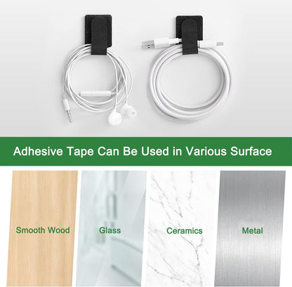 100pcs Hook and Loop Cable Ties, Sticky-Back Cable Straps, Cable Clip,Cord Organizer, Wire Management Household & Office Essentials(Gray)