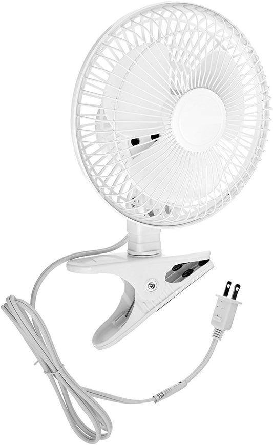 JOEY'Z 6 INCH - 2 Speed - Adjustable Tilt, Whisper Quiet Operation Clip-On-Fan with 5.5 Foot Cord and Steel Safety Grill (1, 6" Fan with 5 FT Cord)