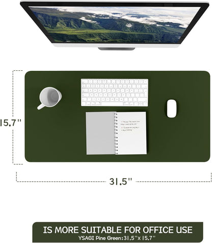 YSAGi Non-Slip Leather Desk Pad, Waterproof Laptop Computer Desk Keyboard Mat, Table Protector Blotter Mat, Large Mouse Pad for Office/Work/Home/Decor(Olive Green, 31.5" x 15.7")