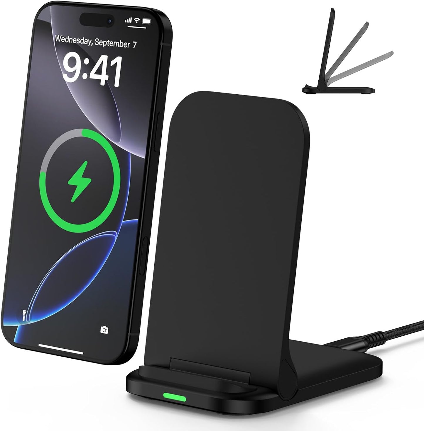 Wireless Fast Charger Stand Foldable Samsung Wireless Charger Fast Charging Station Android Phone Charger Stand for Samsung Galaxy S25 Edge S25 Ultra S25 S24 S23 S22 S21,iPhone 16e 16 Pro Max 15 14 13
