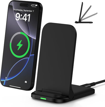 Wireless Fast Charger Stand Foldable Samsung Wireless Charger Fast Charging Station Android Phone Charger Stand for Samsung Galaxy S25 Edge S25 Ultra S25 S24 S23 S22 S21,iPhone 16e 16 Pro Max 15 14 13