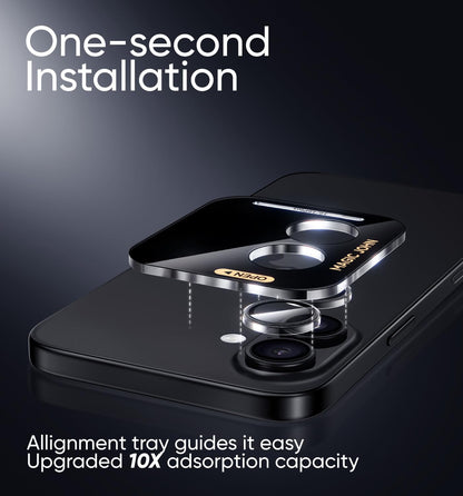 MAGIC JOHN for iPhone 16Plus/16 Camera Lens Protector [Alignment Kit&1:1 Invisible Perfect Fit] 9H Aerospace Tempered Glass Anti-Scratch Durable, Individual Cover Ring, Case Friendly, Set of 2, Clear