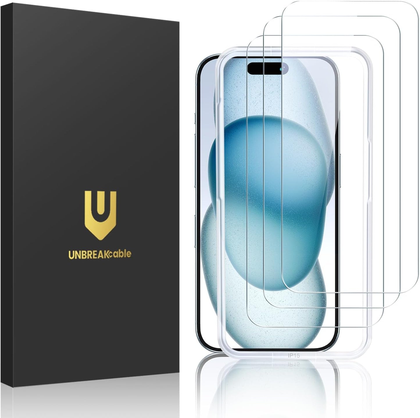 UNBREAKcable 2-Pack Screen Protector for iPhone 16 Plus, Double Shatterproof Tempered Glass [Easy Installation Frame] [9H Hardness] [99.99% HD Clear] [Case Friendly] for iPhone 6.7 inch