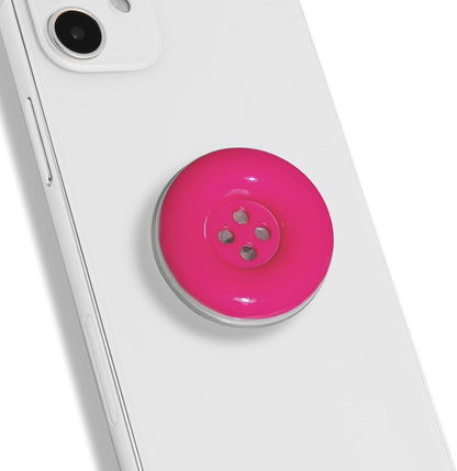 Solid Color Button Phone Grip – Minimalist Design, Durable and Lightweight, Grip and Stand for Smartphones (Hot Pink, Adhesive Type)